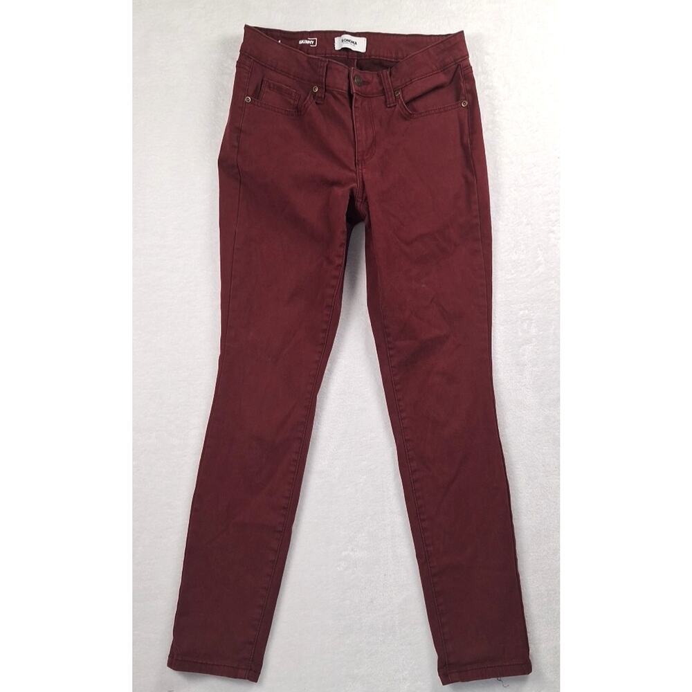 Sonoma Life + Style Jeans Womens 4 Red Denim Skinny Modern Fit Stretch Mid Rise